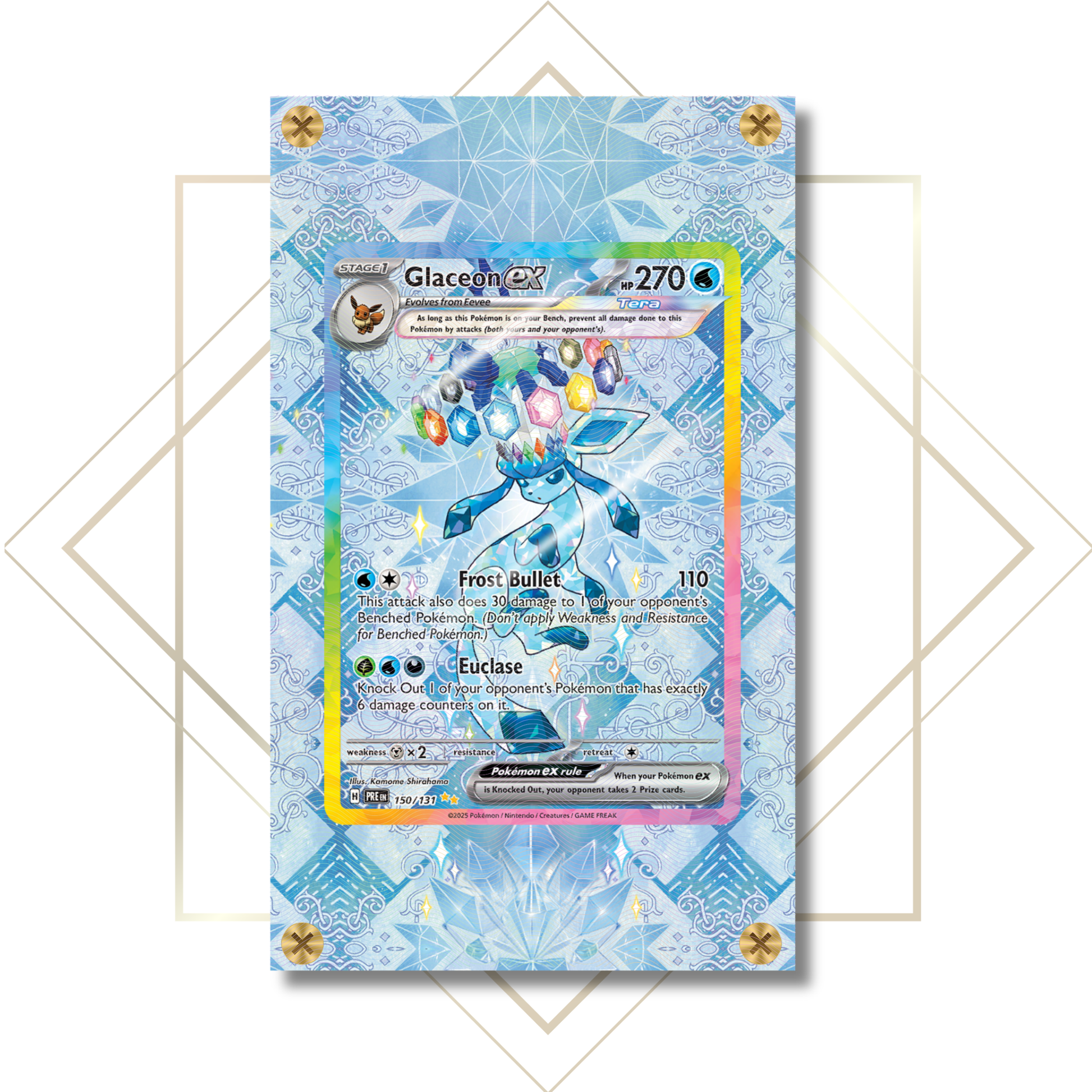 150 pokemon cards framed Glaceon ex #150/131: Extended Art Frame – Luwmoon