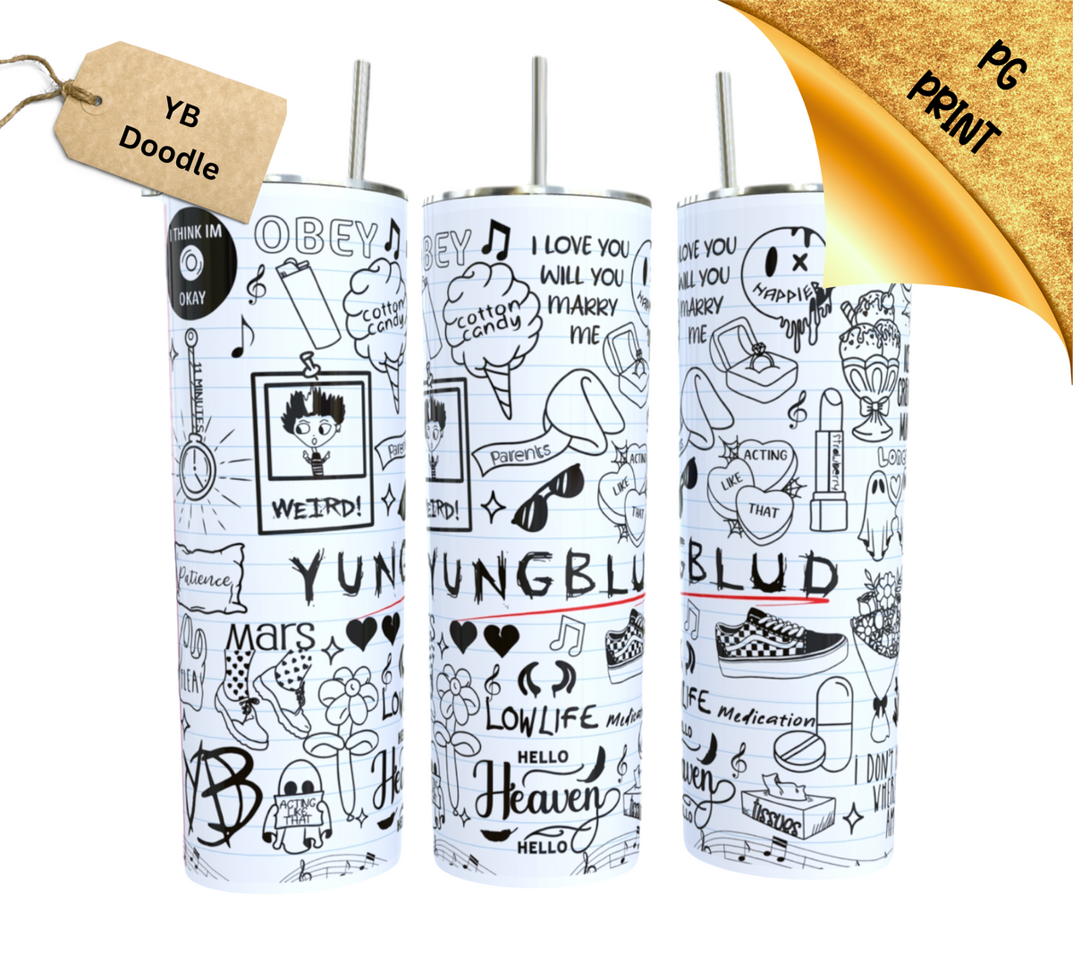 * PG * YunggBludd Lyric Tumbler